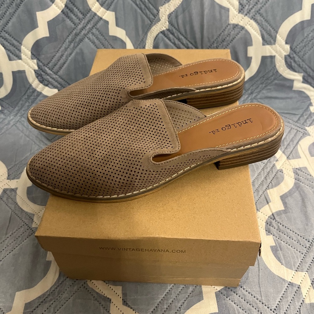 Indigo Women's Brown Perforated Mules